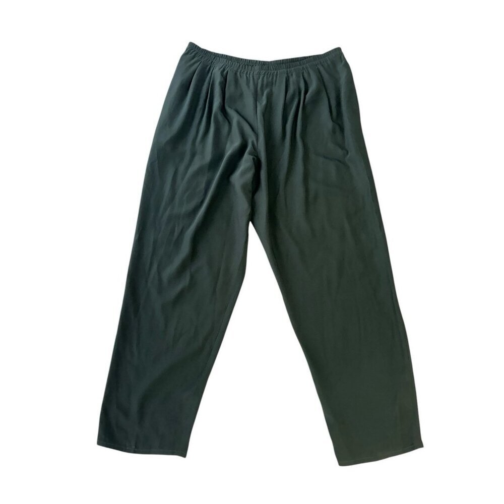 Eileen Fisher Women’s Pants Size 2 Grayish Green Elastic Waist 100% Silk